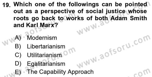 Political Thought Dersi 2022 - 2023 Yılı (Final) Dönem Sonu Sınav Soruları 19. Soru
