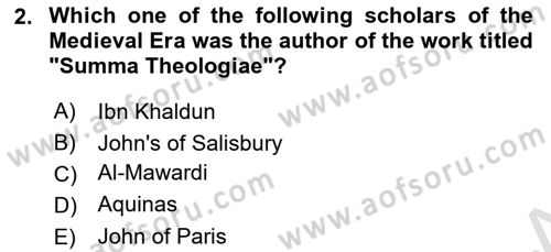 Political Thought Dersi 2022 - 2023 Yılı (Final) Dönem Sonu Sınav Soruları 2. Soru