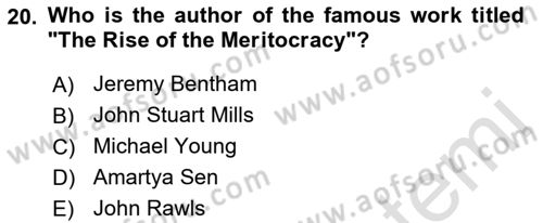 Political Thought Dersi 2022 - 2023 Yılı (Final) Dönem Sonu Sınav Soruları 20. Soru