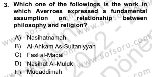 Political Thought Dersi 2022 - 2023 Yılı (Final) Dönem Sonu Sınav Soruları 3. Soru