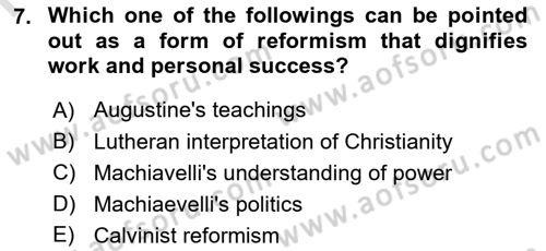 Political Thought Dersi 2022 - 2023 Yılı (Final) Dönem Sonu Sınav Soruları 7. Soru