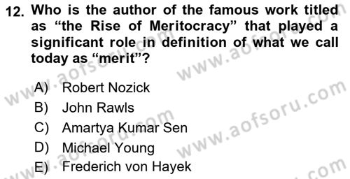 Political Thought Dersi 2022 - 2023 Yılı Yaz Okulu Sınav Soruları 12. Soru