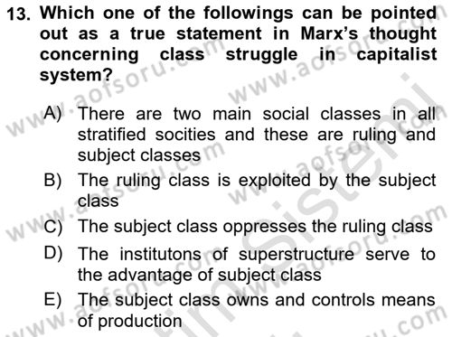 Political Thought Dersi 2022 - 2023 Yılı Yaz Okulu Sınav Soruları 13. Soru