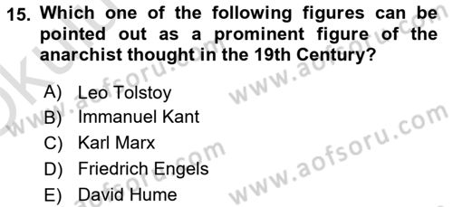 Political Thought Dersi 2022 - 2023 Yılı Yaz Okulu Sınav Soruları 15. Soru