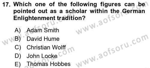 Political Thought Dersi 2022 - 2023 Yılı Yaz Okulu Sınav Soruları 17. Soru