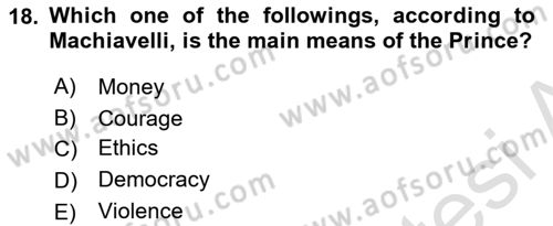 Political Thought Dersi 2022 - 2023 Yılı Yaz Okulu Sınav Soruları 18. Soru