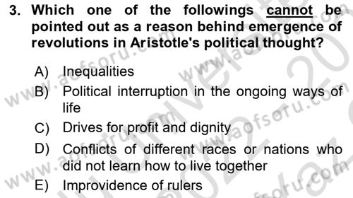 Political Thought Dersi 2022 - 2023 Yılı Yaz Okulu Sınav Soruları 3. Soru