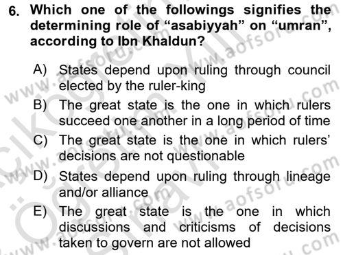 Political Thought Dersi 2022 - 2023 Yılı Yaz Okulu Sınav Soruları 6. Soru
