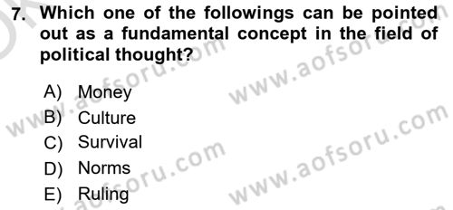 Political Thought Dersi 2022 - 2023 Yılı Yaz Okulu Sınav Soruları 7. Soru