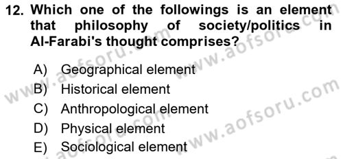 Political Thought Dersi 2023 - 2024 Yılı (Vize) Ara Sınav Soruları 12. Soru