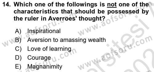 Political Thought Dersi 2023 - 2024 Yılı (Vize) Ara Sınav Soruları 14. Soru