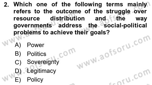 Political Thought Dersi 2023 - 2024 Yılı (Vize) Ara Sınav Soruları 2. Soru