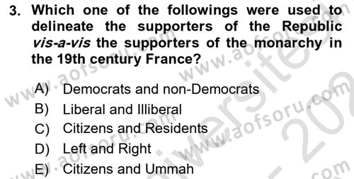 Political Thought Dersi 2023 - 2024 Yılı (Vize) Ara Sınav Soruları 3. Soru