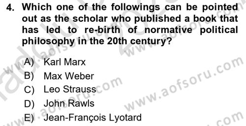 Political Thought Dersi 2023 - 2024 Yılı (Vize) Ara Sınav Soruları 4. Soru
