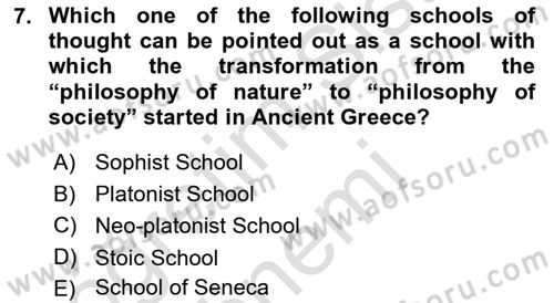 Political Thought Dersi 2023 - 2024 Yılı (Vize) Ara Sınav Soruları 7. Soru
