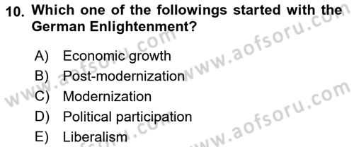 Political Thought Dersi 2023 - 2024 Yılı (Final) Dönem Sonu Sınav Soruları 10. Soru