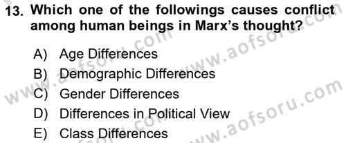Political Thought Dersi 2023 - 2024 Yılı (Final) Dönem Sonu Sınav Soruları 13. Soru