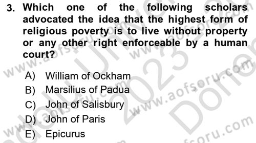 Political Thought Dersi 2023 - 2024 Yılı (Final) Dönem Sonu Sınav Soruları 3. Soru