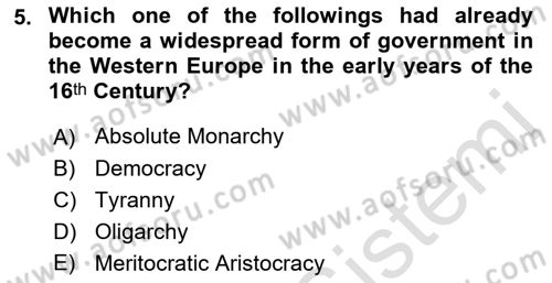 Political Thought Dersi 2023 - 2024 Yılı (Final) Dönem Sonu Sınav Soruları 5. Soru