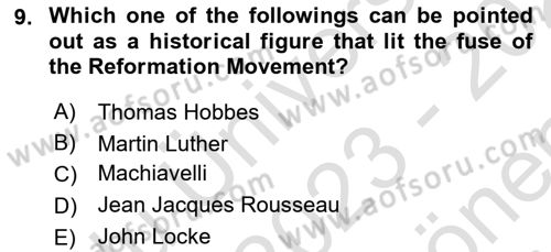 Political Thought Dersi 2023 - 2024 Yılı (Final) Dönem Sonu Sınav Soruları 9. Soru