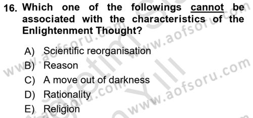 Political Thought Dersi 2023 - 2024 Yılı Yaz Okulu Sınav Soruları 16. Soru