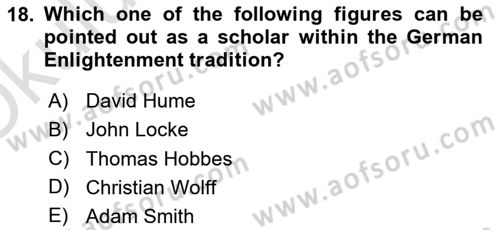 Political Thought Dersi 2023 - 2024 Yılı Yaz Okulu Sınav Soruları 18. Soru