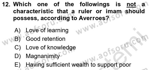 Political Thought Dersi 2024 - 2025 Yılı (Vize) Ara Sınav Soruları 12. Soru