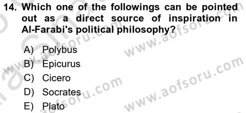 Political Thought Dersi 2024 - 2025 Yılı (Vize) Ara Sınav Soruları 14. Soru