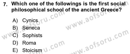 Political Thought Dersi 2024 - 2025 Yılı (Vize) Ara Sınav Soruları 7. Soru