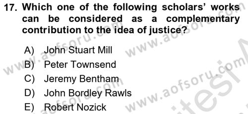 Political Thought Dersi 2024 - 2025 Yılı (Final) Dönem Sonu Sınav Soruları 17. Soru