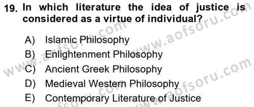 Political Thought Dersi 2024 - 2025 Yılı (Final) Dönem Sonu Sınav Soruları 19. Soru