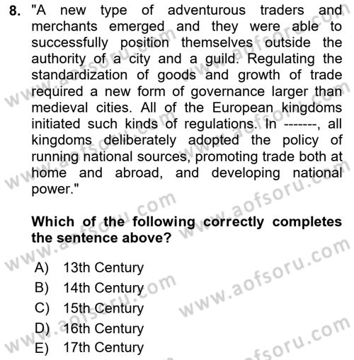 Political Thought Dersi 2024 - 2025 Yılı (Final) Dönem Sonu Sınav Soruları 8. Soru