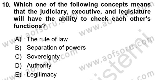 Political Thought Dersi 2024 - 2025 Yılı Yaz Okulu Sınav Soruları 10. Soru