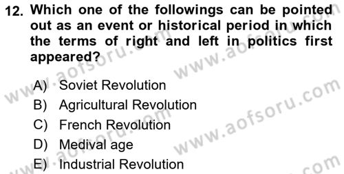 Political Thought Dersi 2024 - 2025 Yılı Yaz Okulu Sınav Soruları 12. Soru