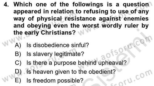 Political Thought Dersi 2024 - 2025 Yılı Yaz Okulu Sınav Soruları 4. Soru