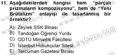 Mimarlik Tarihi Dersi 2013 - 2014 Yılı Tek Ders Sınav Soruları 11. Soru