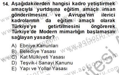 Mimarlik Tarihi Dersi 2014 - 2015 Yılı (Vize) Ara Sınav Soruları 14. Soru