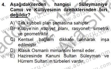Mimarlik Tarihi Dersi 2014 - 2015 Yılı (Vize) Ara Sınav Soruları 4. Soru