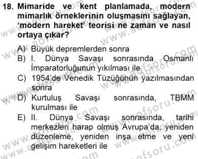 Mimarlik Tarihi Dersi 2014 - 2015 Yılı (Final) Dönem Sonu Sınav Soruları 18. Soru
