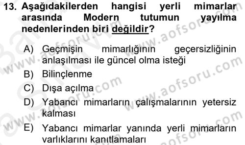 Mimarlik Tarihi Dersi 2015 - 2016 Yılı (Vize) Ara Sınav Soruları 13. Soru