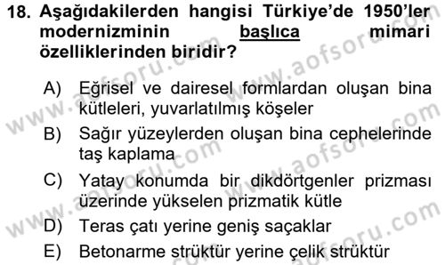 Mimarlik Tarihi Dersi 2015 - 2016 Yılı (Vize) Ara Sınav Soruları 18. Soru