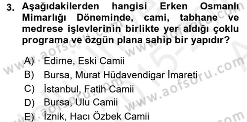Mimarlik Tarihi Dersi 2015 - 2016 Yılı (Vize) Ara Sınav Soruları 3. Soru