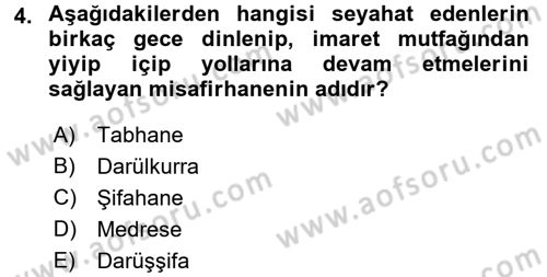 Mimarlik Tarihi Dersi 2015 - 2016 Yılı (Vize) Ara Sınav Soruları 4. Soru