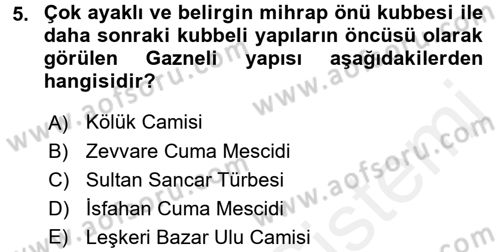 Mimarlik Tarihi Dersi 2015 - 2016 Yılı (Vize) Ara Sınav Soruları 5. Soru