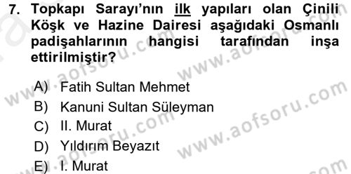 Mimarlik Tarihi Dersi 2015 - 2016 Yılı (Vize) Ara Sınav Soruları 7. Soru