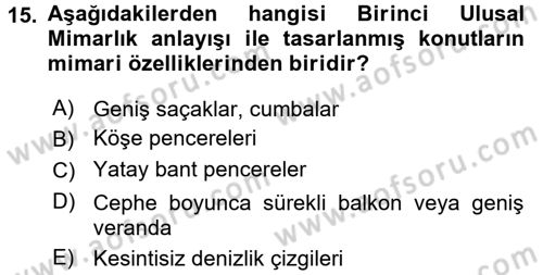 Mimarlik Tarihi Dersi 2015 - 2016 Yılı (Final) Dönem Sonu Sınav Soruları 15. Soru