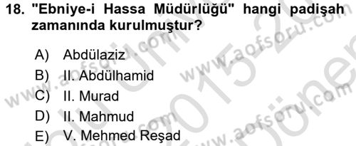 Mimarlik Tarihi Dersi 2015 - 2016 Yılı (Final) Dönem Sonu Sınav Soruları 18. Soru