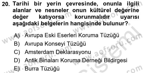 Mimarlik Tarihi Dersi 2015 - 2016 Yılı (Final) Dönem Sonu Sınav Soruları 20. Soru