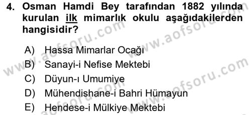 Mimarlik Tarihi Dersi 2015 - 2016 Yılı (Final) Dönem Sonu Sınav Soruları 4. Soru