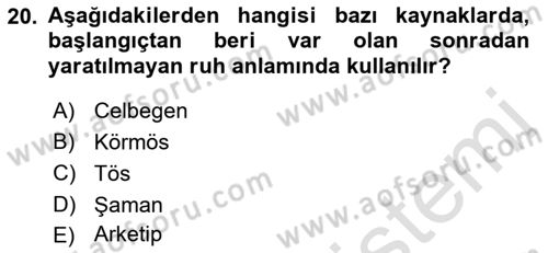 Türk Mitolojisi Dersi 2022 - 2023 Yılı (Vize) Ara Sınavı 20. Soru